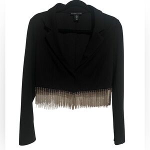 NWOT Sincerely Jules Women Black Blazer with Silver Fringe, Medium